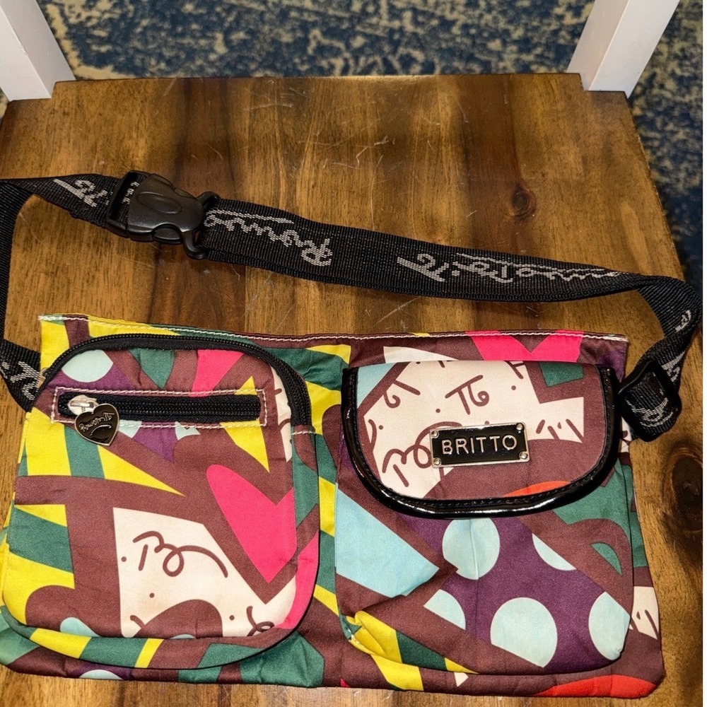 Romero Britto Pop Art Fanny Pack Multi Color Waist Bag Adjustable Strap